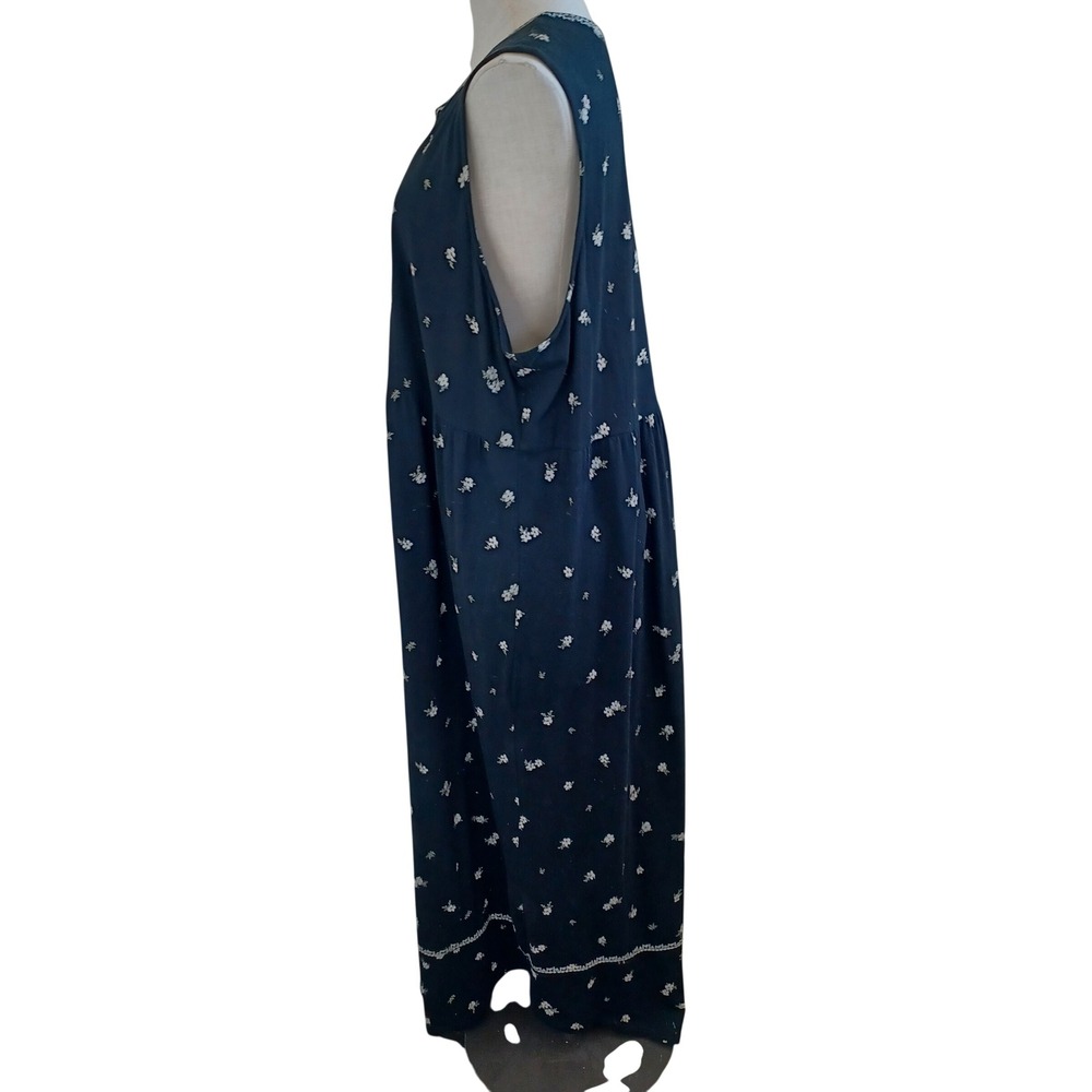 J. Jill Womens 2X Black White Floral Embroidered Sleeveless Maxi Dress 203603 - Picture 8 of 11